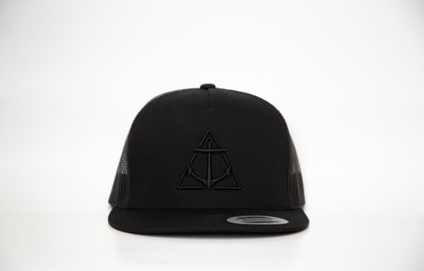 Black logo trucker hat